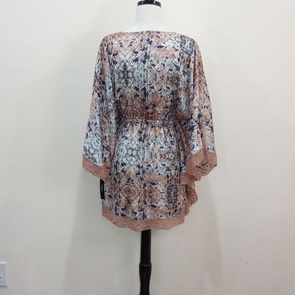 NEW!  Vertigo Paris Deep V Neck Butterfly Sleeve Mini Dress Tunic Dress - Size L - Picture 5 of 9